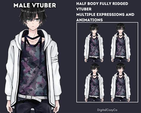 Male Vtuber Model Premade Vtuber Model Expressions Hair Etsy Australia