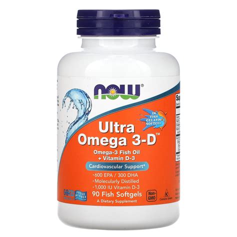NOW Foods Ultra Omega 3D, EPA Fish Oil Supplement, Cardio Supportive ...