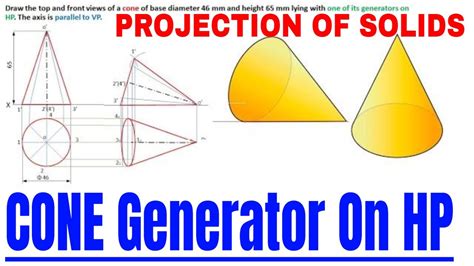 Projection Of Solid Cone Generator On Hp Youtube