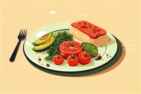 Premium AI Image | Food simple illustration