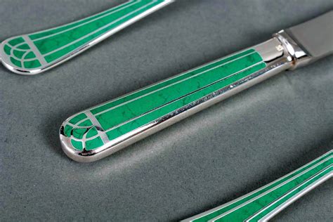 Proantic Christofle Talisman Cutlery Set Silver Metal Green Chinese