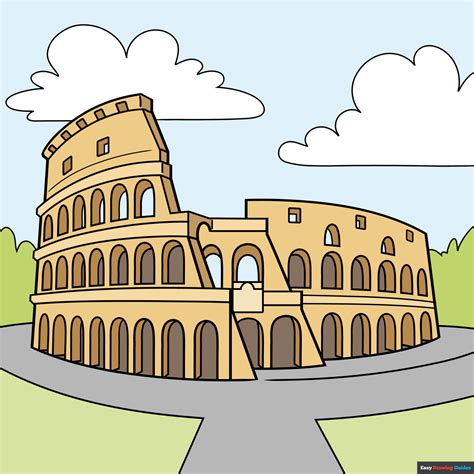 How To Draw The Colosseum Really Easy Drawing Tutorial