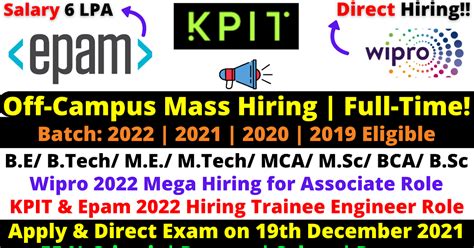 KPIT Technologies Off Campus Drive 2022 Trainee Engineer B Tech B E