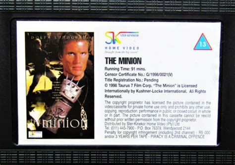 Movies The Minion Dolph Lundgren Horror Vhs Tape Was