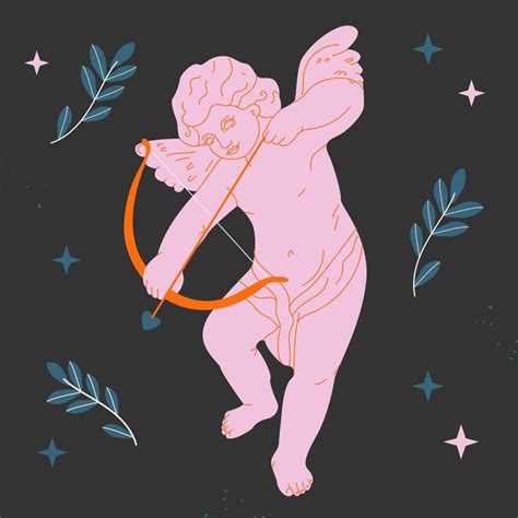 Pink Cupid Or Cherub With Bow And Arrow Isolated On Black Valentine S