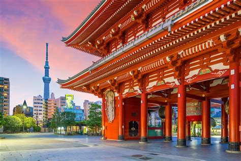 Templo De Sensoji Na Rea De Asakusa T Quio Jap O Noite Foto Premium