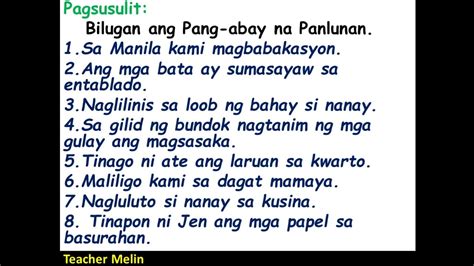 Mga Halimbawa Ng Pang Abay Na Pamanahon Sa Pangungusap