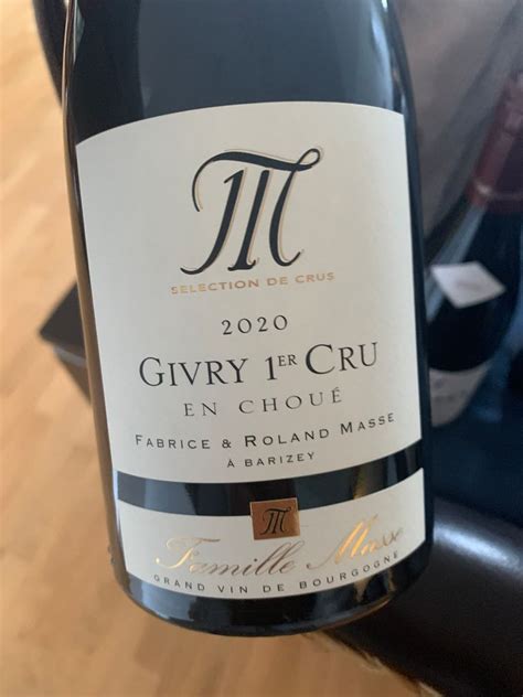 2020 Famille Masse Givry 1er Cru En Choué France Burgundy Côte