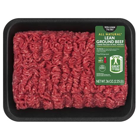 93 Lean 7 Fat Lean Ground Beef 2 25 Lb Tray Fresh All Natural