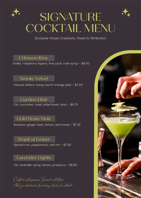 Free Cocktail Menu Templates, Editable and Printable
