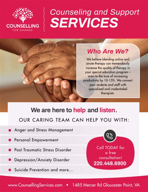 Pink Counseling Services Flyer Template Postermywall