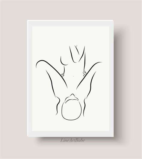 Oral Sex Sensual Print Erotic Line Art Minimalist Couple Making Love