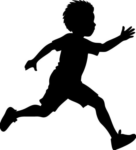 Silhouette of Running Child Illustration for Art Projects and Kids