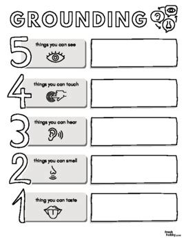 Grounding Technique Worksheet Coping Skills Activity For Kids Tpt ...