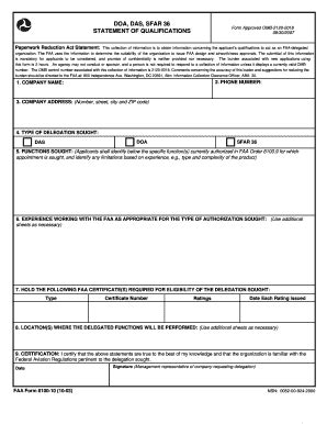 Fillable Online Faa Faa Sfar Form Fax Email Print Pdffiller