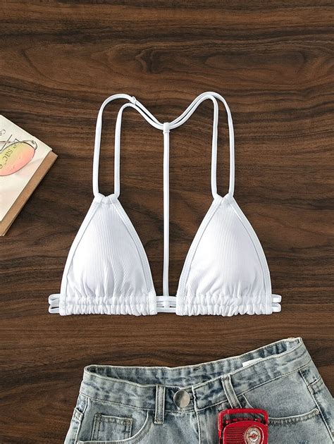 Solid Triangle Bikini Top Shein Usa