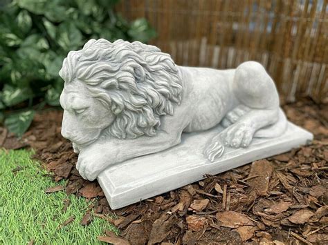 Solid Lion Sculpture Concrete Lion Figurine Home Guardian Etsy