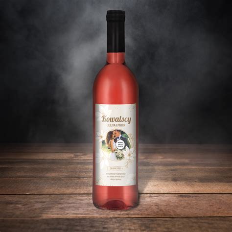 Wino na ślub personalizowana etykieta Zdjęcie Nowożeńców Fresco