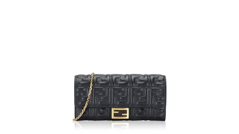 Fendi Nappa FF Embossed Baguette Wallet On Chain Black YouTube