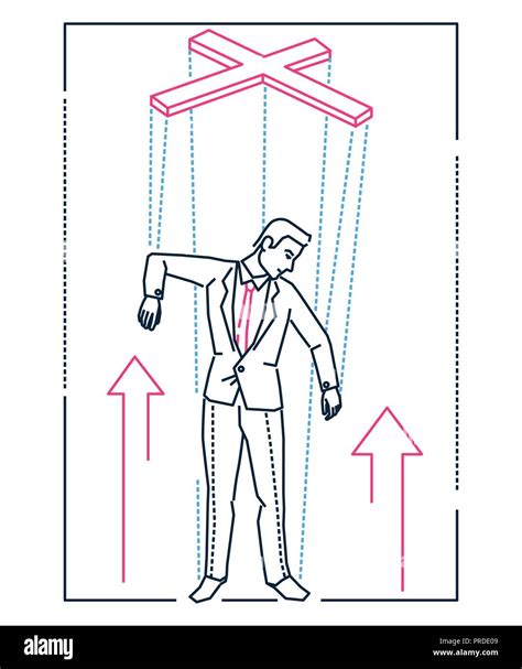 Marionette businessman - line design style illustration Stock Vector ...