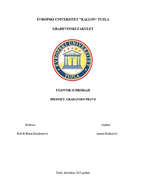 Ugovor O Prodaji Amina Pdf