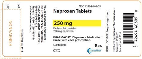 Naproxen Cameron Pharmaceuticals Llc Fda Package Insert Page 7