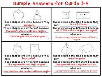 Compare Contrast D D Shape Attribute Task Cards Scoot Game Ela