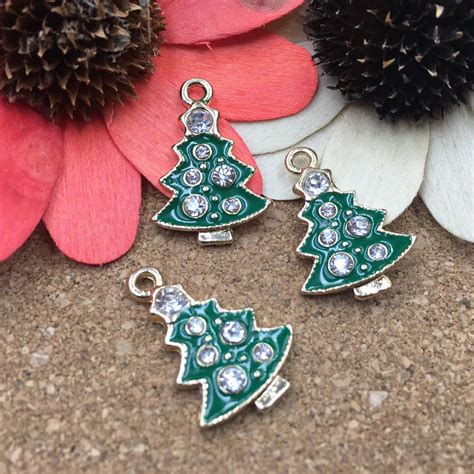 Free Shipping Green Christmas Tree Necklace Pendants Diy Jewelry