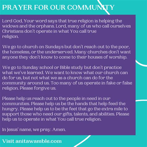 Prayer For The Community Anita Wamble Ministries