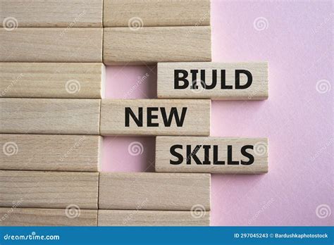 Build New Skills Symbol Concept Word Build New Skills On Wooden Blocks