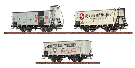 Brawa 50938 3er Set gedeckte Güterwagen G10 Biermarken DB Ep III