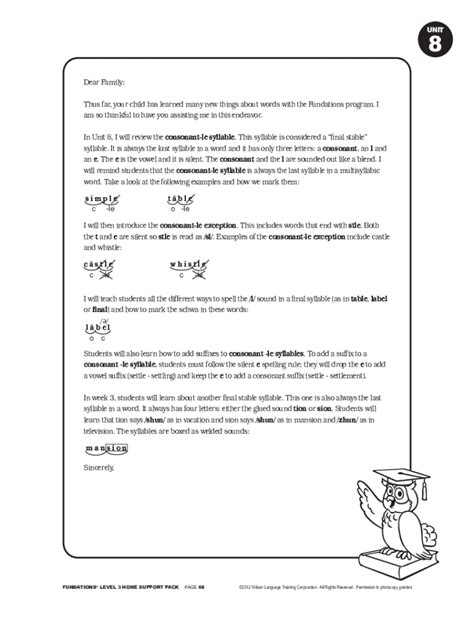 Fundations Level 3 Home Support Pack Answer Key