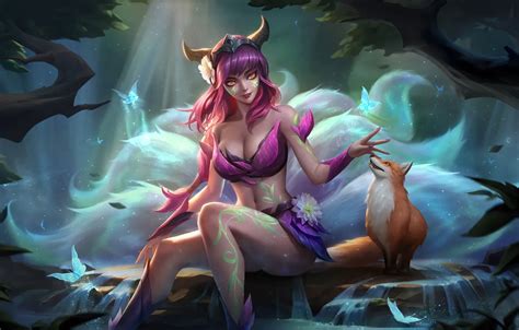 Wallpaper Art League Of Legends Skin Lol Ahri Ari Elderwood