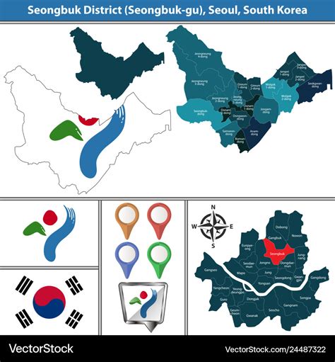 Seongbuk District Seoul City South Korea Vector Image