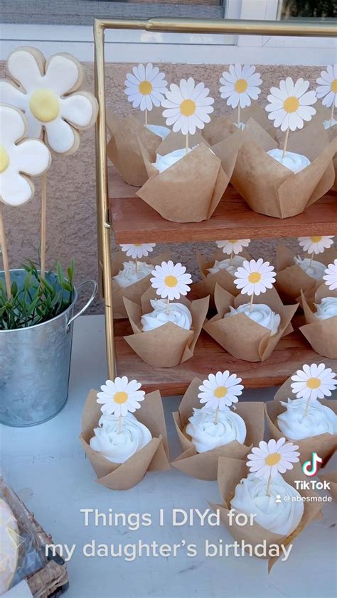 Juome Pcs Daisy Cupcake Toppers Daisy Flower Cake Topper Cupcake