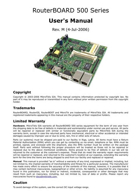 PDF RouterBOARD 500 Series MikroTik RouterBOARD 500 Series User S