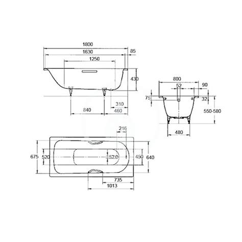 Kaldewei Advantage Obdélníková vana Saniform Plus 375 1 1800x800 mm