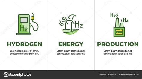 Clean Hydrogen Production Green Energy Icon Set Stock Vector By