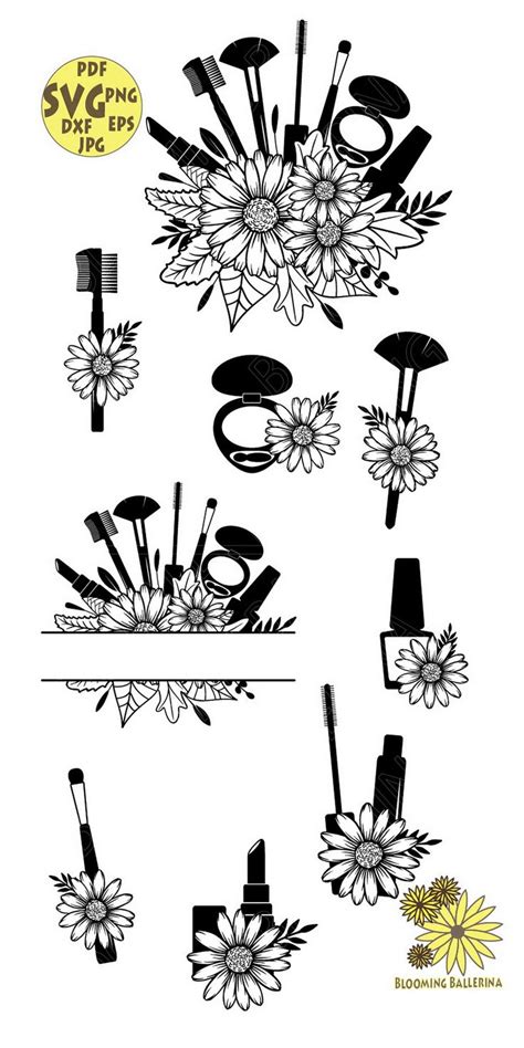 Mega Bundle Makeup Artist Svg Floral Monogram Svg Makeup Svg Floral