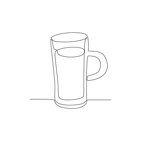 A Glass Of Water Continuous One Line Drawing Vector Illustration Simple Hand Drawn Style