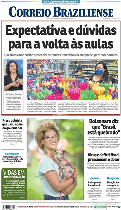 Capa Correio Braziliense Edi O Quarta De Janeiro De