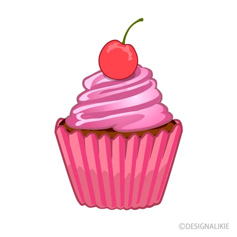 Pink Cupcake With Cherry Clipart