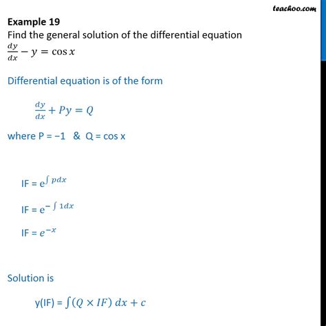 Example 14 Find General Solution Dy Dx Y Cos X Examples