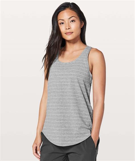 Lululemon Love Tank Pleated Short Serve Stripe Heathered Medium Grey White Lulu Fanatics