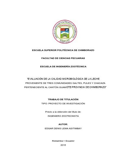 Evaluación de la calidad microbiológica de la leche proveniente de tres