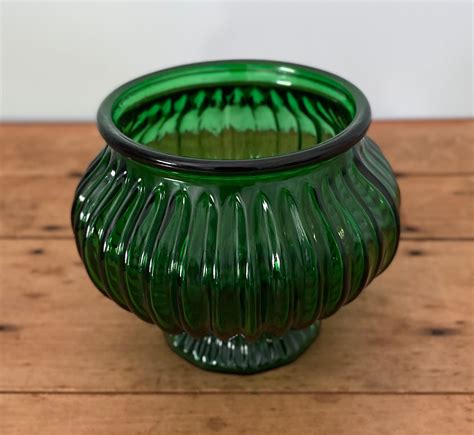 Vintage Eo Brody Emerald Green Glass Vase Etsy