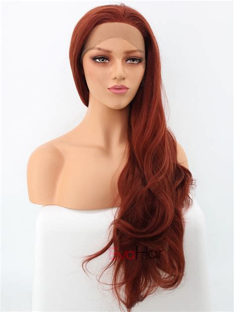 Reddish Brown Synthetic Lace Front Wig With Popular Wavy Style All