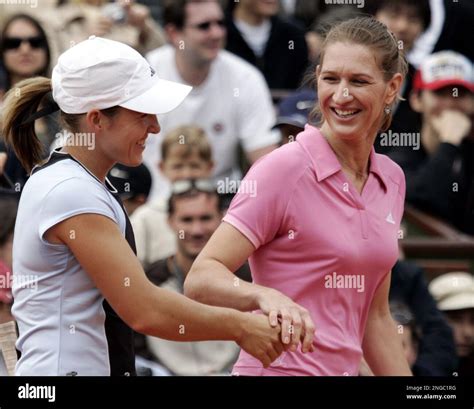 Former Tennis Ace Germany S Steffi Graf Right Jokes With Belgium S