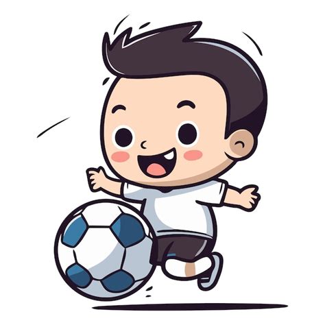 Ni O Lindo Corriendo Con Una Pelota De F Tbol Ilustraci N De Personajes