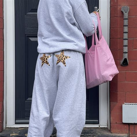 Leopard Star Bum Tracksuit Matching Grey Star Depop